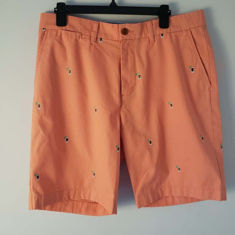 Tommy Hilfiger Shorts Men's Size 34 Orange W/ Drink Embroidered Cotton NWT